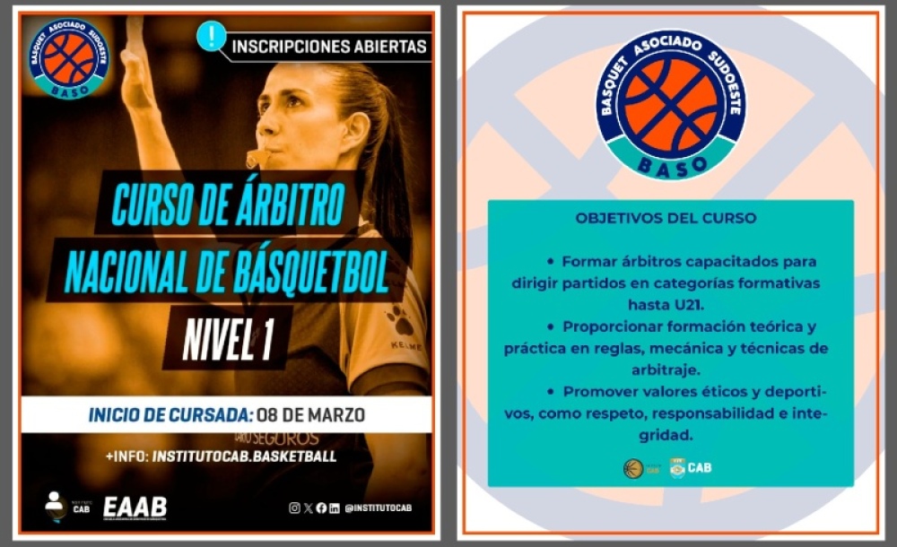 ¡Conviértete en Árbitro Nacional de Básquetbol Nivel 1! Rápida salida laboral