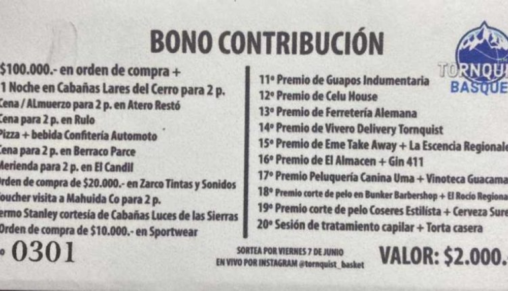 Se conocen los ganadores del bono contribución de Tornquist Básquet