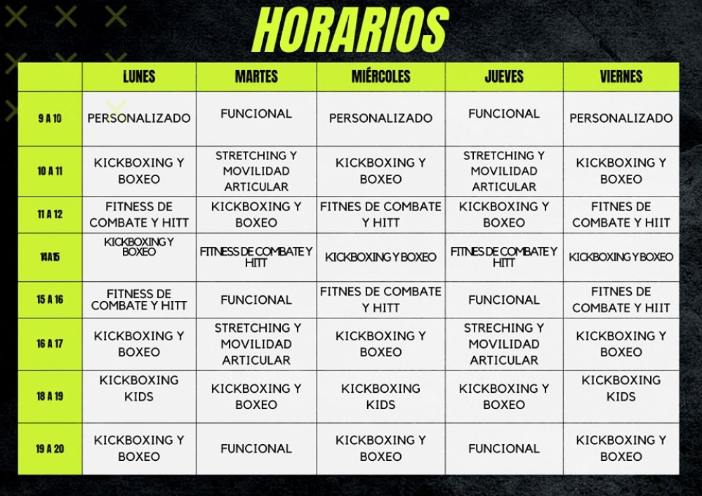 Conoce los días y horarios de las actividades que dictaran en Utgard Team-Centro de Combate