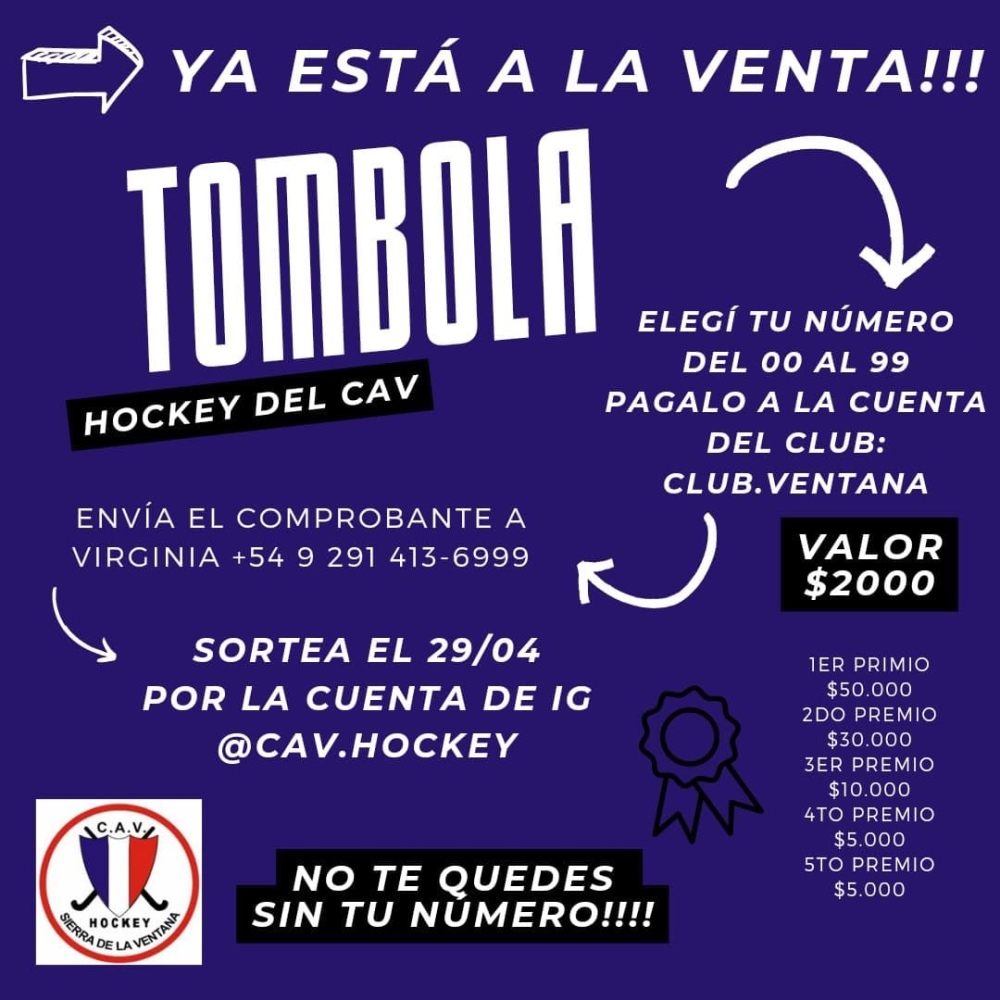 Ya esta a la venta la tombola del hockey del Club Atlético Ventana