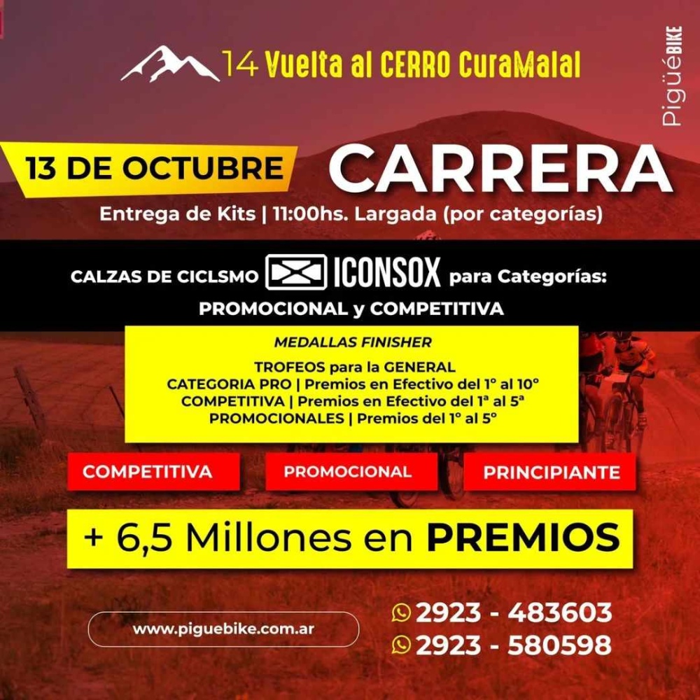 Invitan a participar de la 14º Vuelta al Cerro Cura Malal