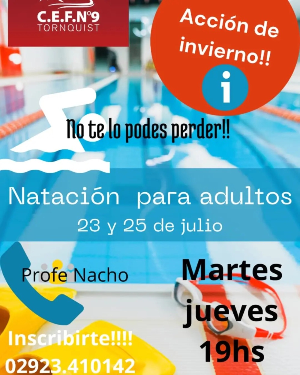 Natación para adultos, nueva propuesta en el marco del programa ”Acción de invierno”