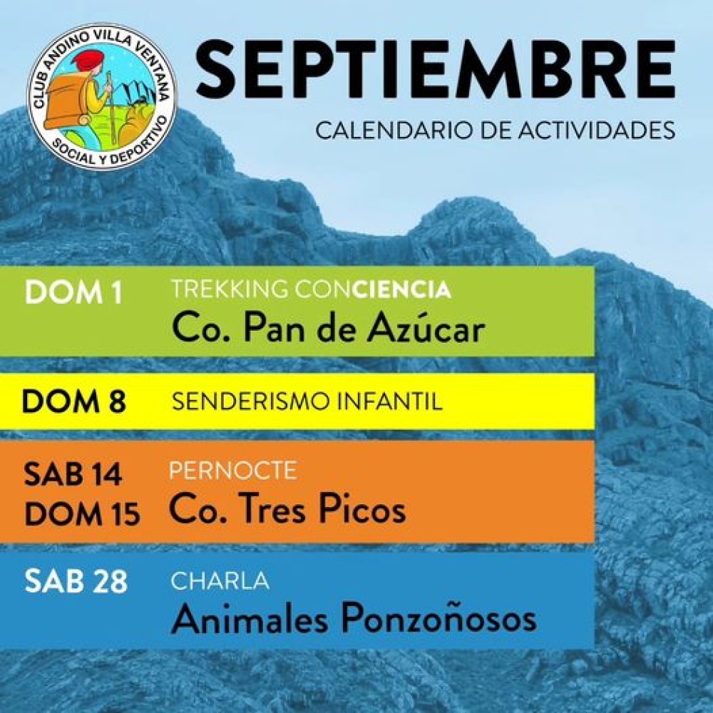 El Club Andino de Villa Ventana confirmo su calendario de actividades para septiembre