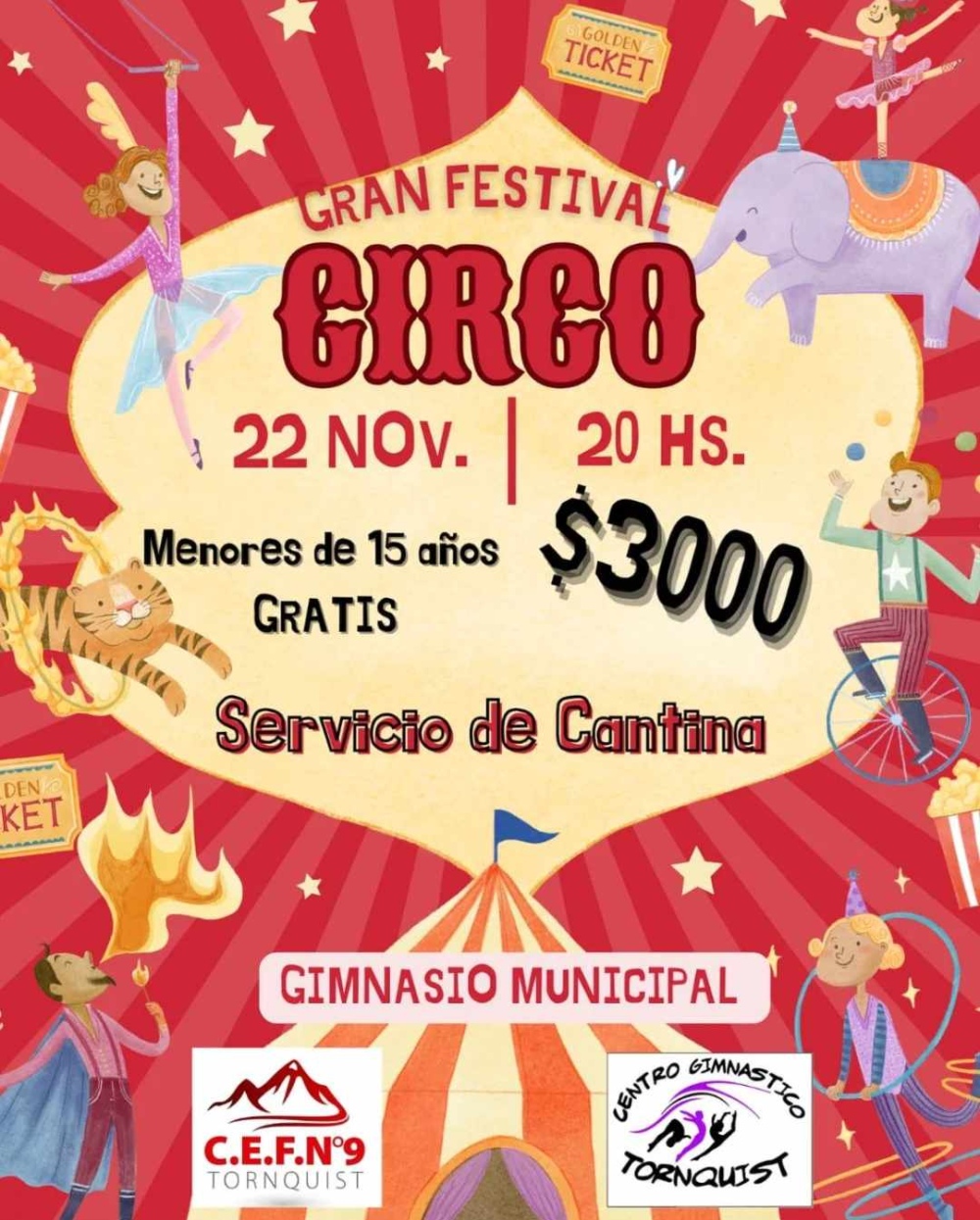 Esta noche: Gran festival de circo organizado por Centro Gimnástico Tornquist y el CEF Nº 9