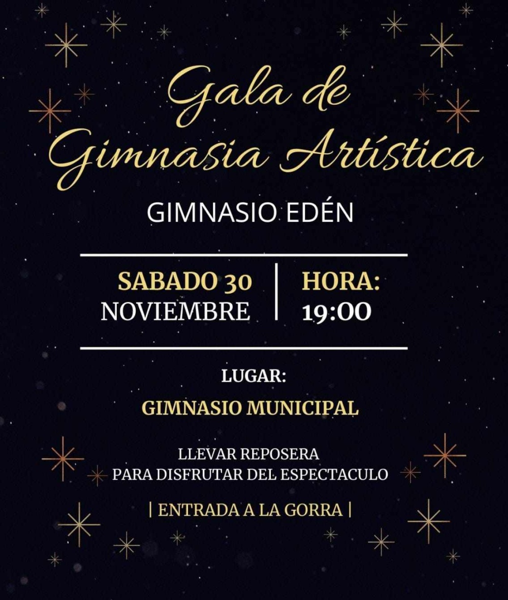 Este sábado 30 de noviembre se realiza la gala de gimnasia artística organizada por Gimnasio Eden