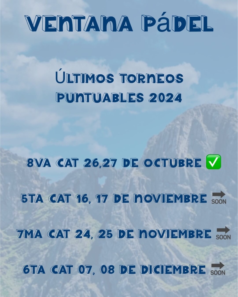 Fechas confirmadas para los últimos torneos puntables 2024 en Ventana Padel