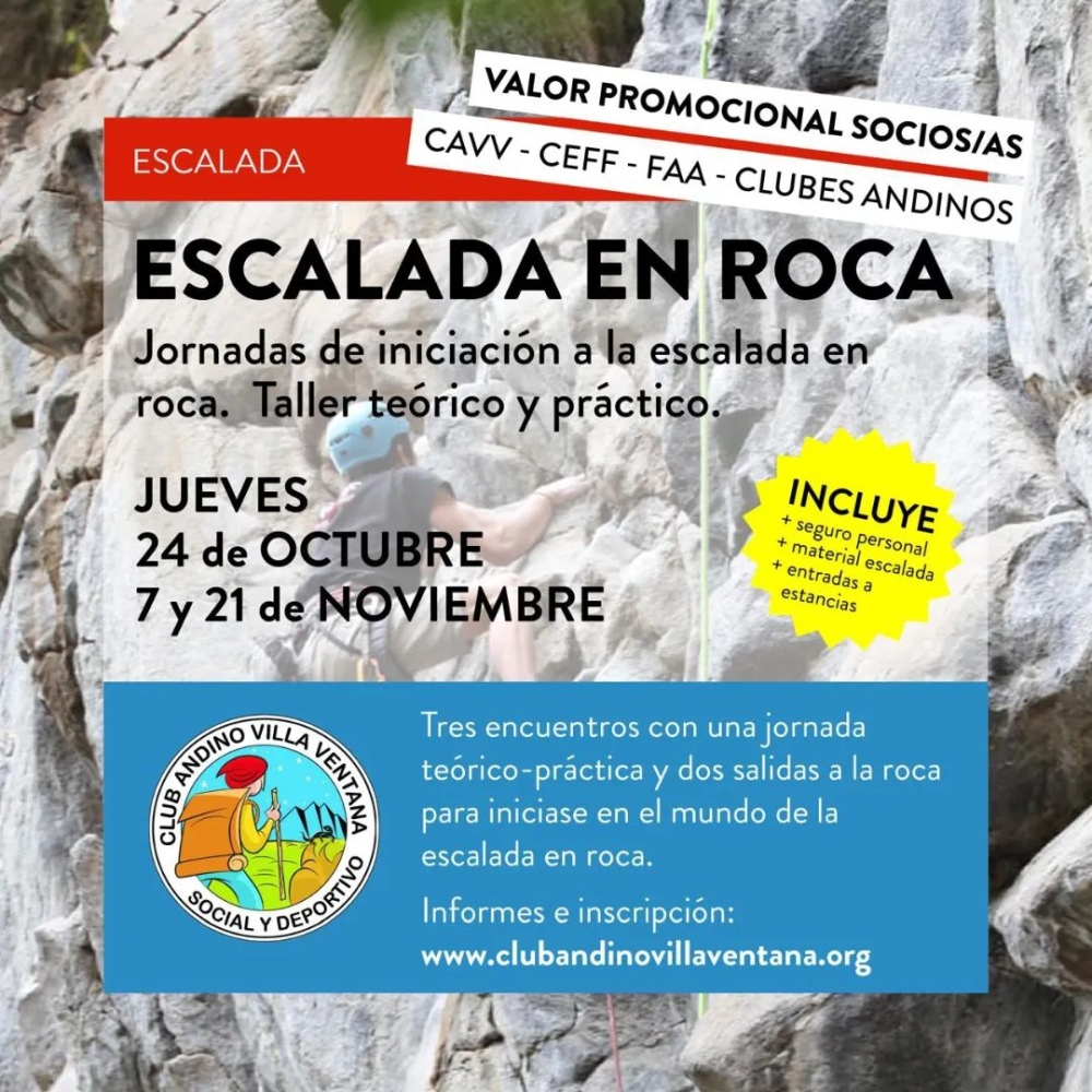 El CEF Nº 9 dijo presente en la jornada de capacitación de escalada en roca del Club Andino de Villa Ventana