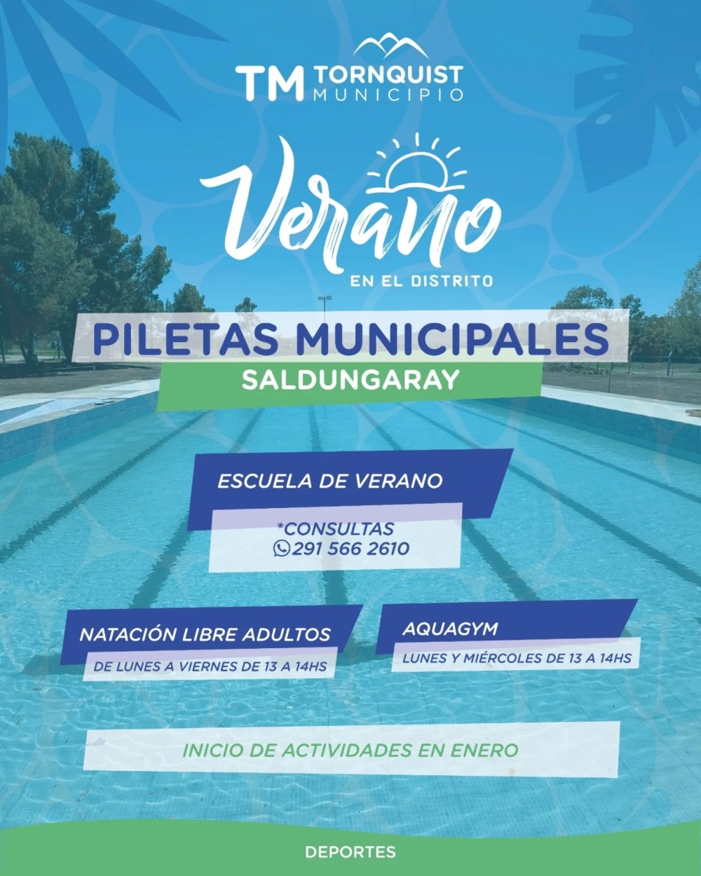 Horarios y disciplinas disponibles en las piscinas municipales de todo el distrito