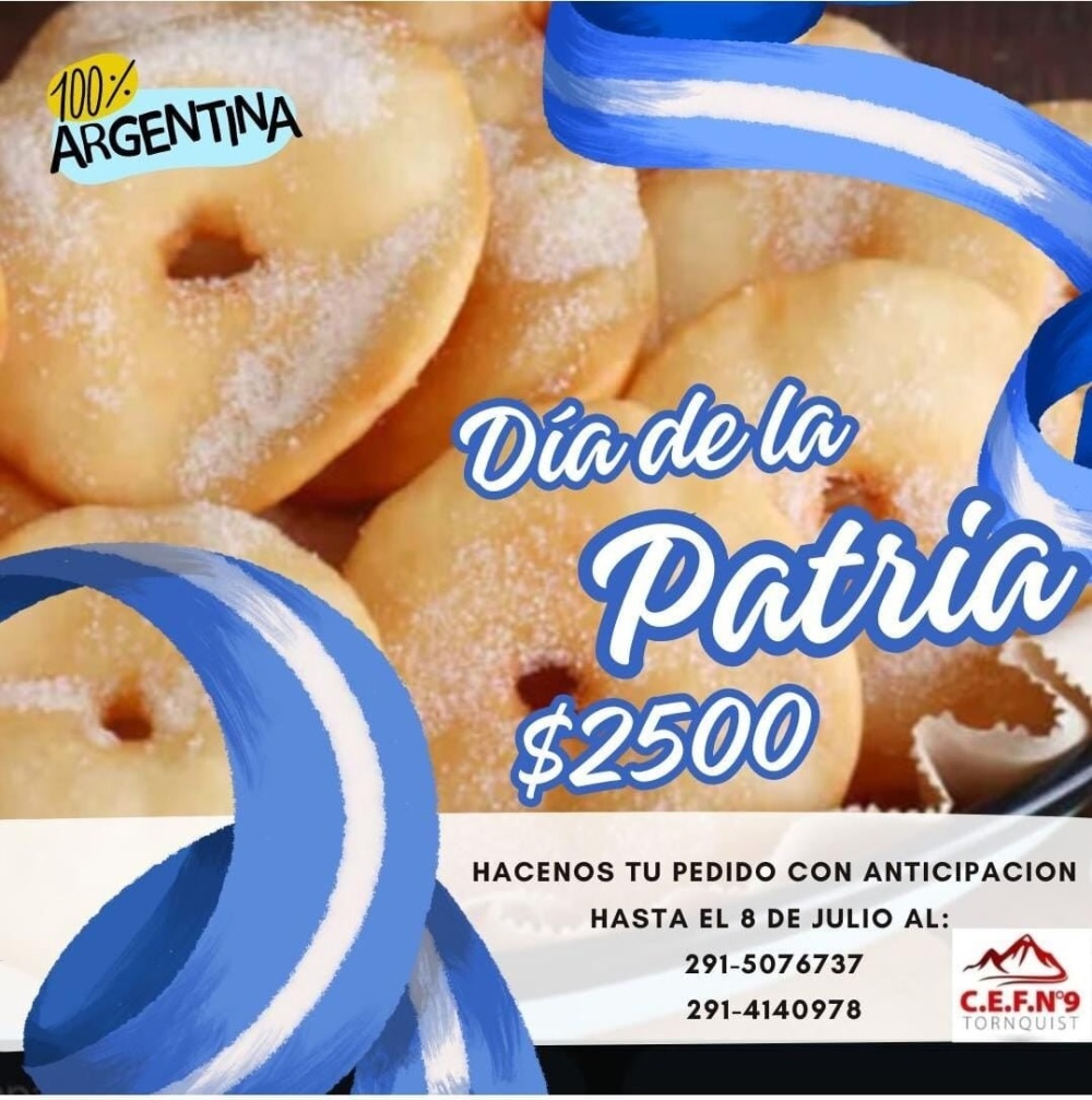 Venta de torta fritas por el Dia de la Patria a cargo del CEF Nº 9