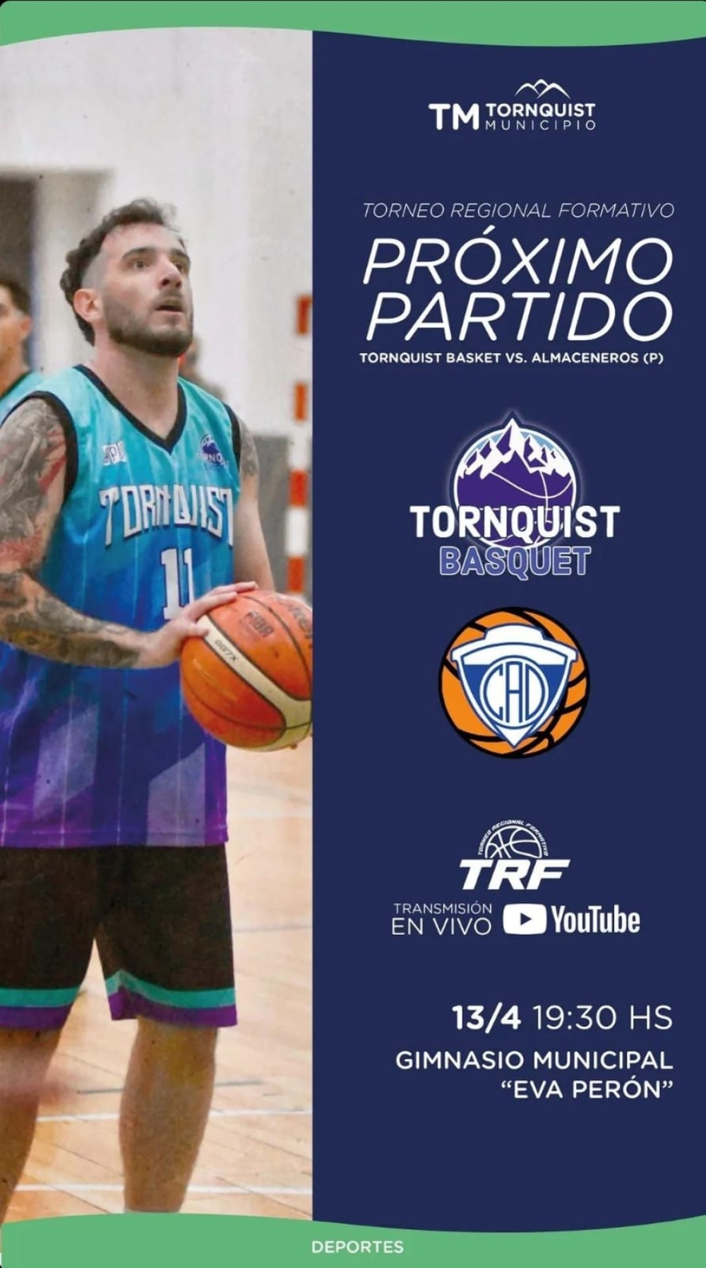 Tornquist Basquet recibe a Almaceneros de Cnel. Príngles