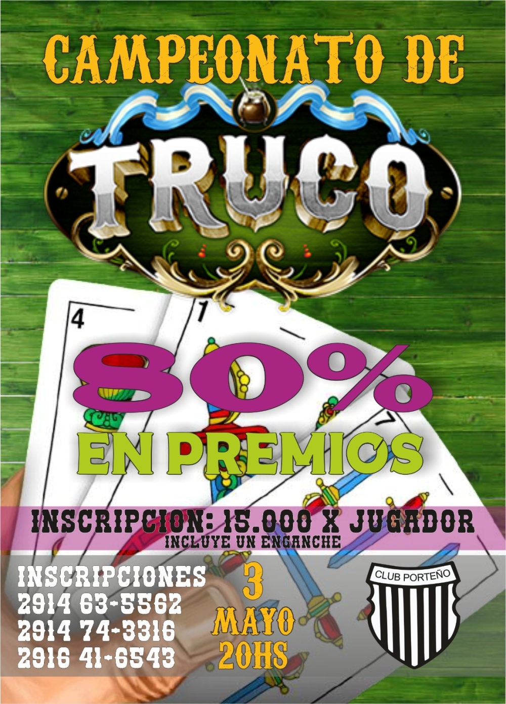 3 de mayo: Campeonato de truco en el Club Porteño de Saldungaray