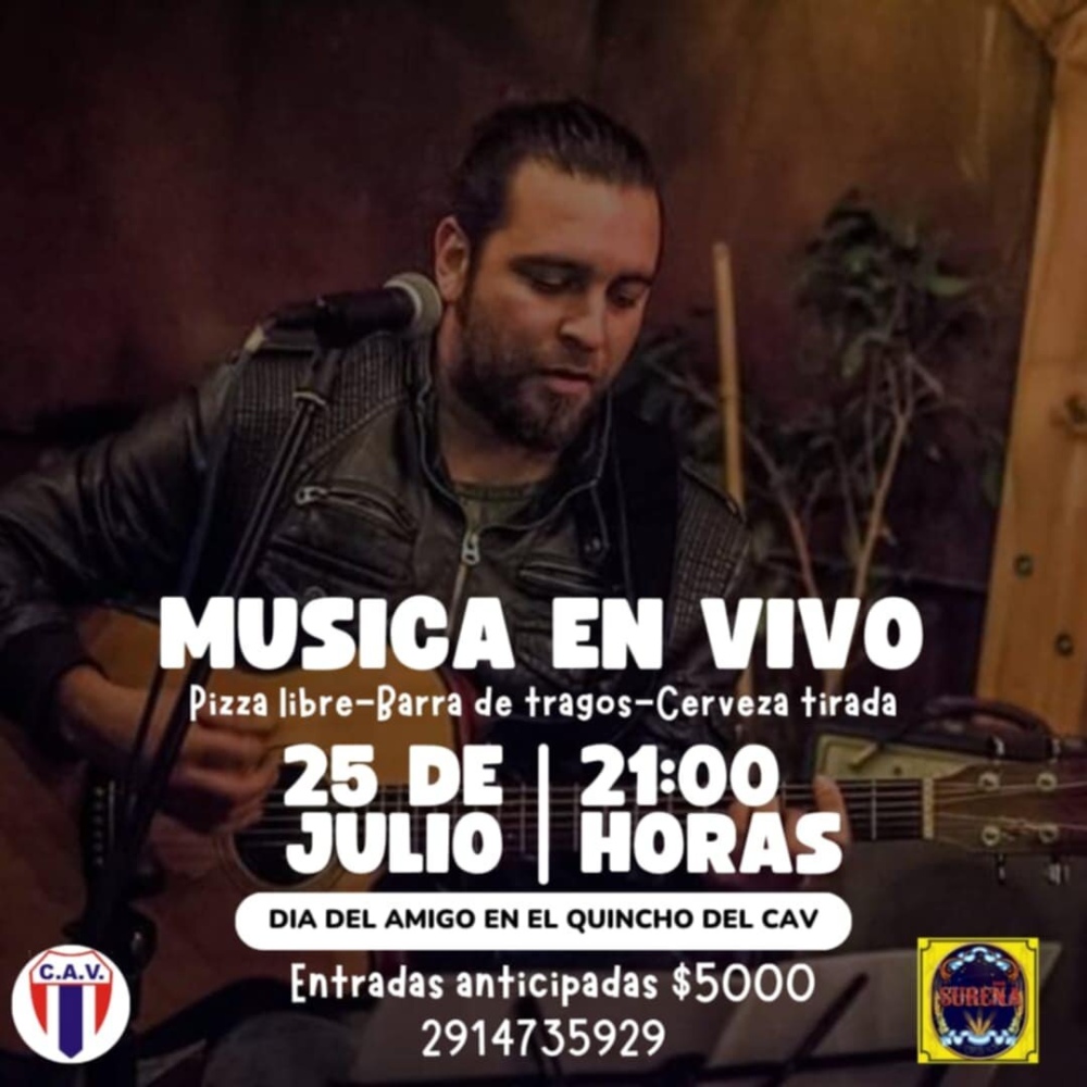 El 25 de julio festejamos el Dia del Amigo, con música en vivo, en el Club Atlético Ventana