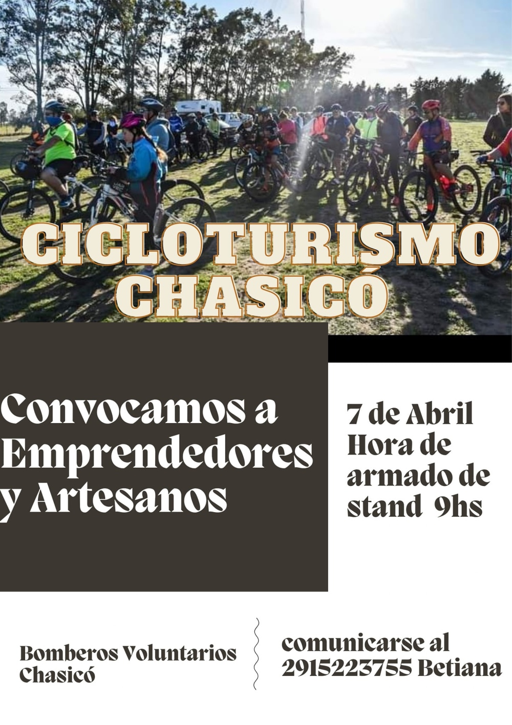 Convocan a emprendedores y artesanos para el cicloturismo organizado por Bomberos Voluntarios Chasico