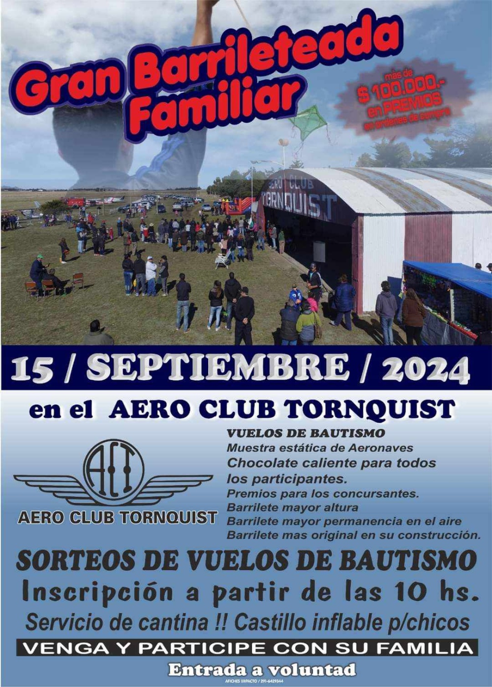 15 de septiembre: Gran barrileteada familiar en el Aero Club Tornquist