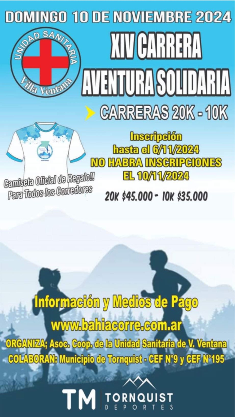 10 de noviembre: XIV carrera aventura solidaria en Villa Ventana