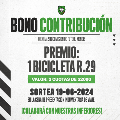 Mañana se sortea el bono contribución del Club Unión que tiene una bicicleta como premio