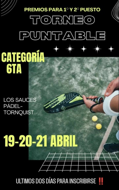 Los Sauces Padel inscribe para un torneo puntable de sexta categoría