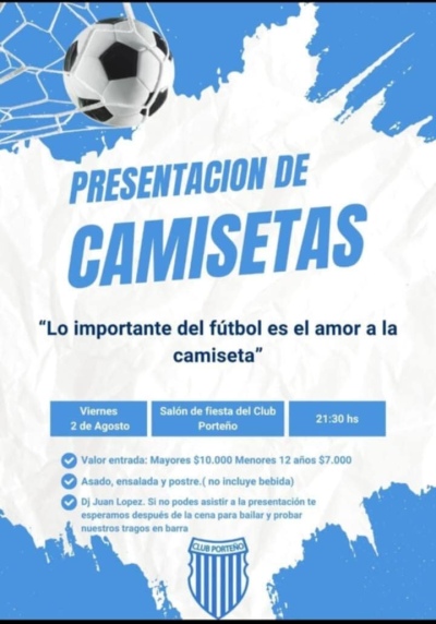 Ultimas entradas disponibles para la presentación de camisetas en el Club Porteño de Saldungaray