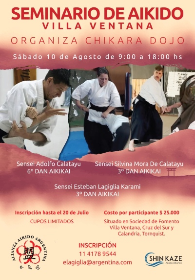 10 de agosto: Se dictara un seminario de aikido en Villa Ventana