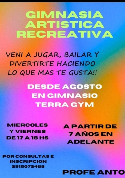 Desde agosto: Gimnasia artística recreativa en Gimnasio Terra Gym