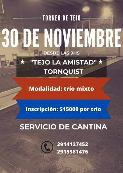 30 de noviembre: Programan un torneo de tejo en las canchas del Centro de Jubilados