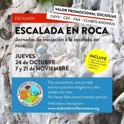 Vuelve la actividad de escalada en roca al Club Andino de Villa Ventana