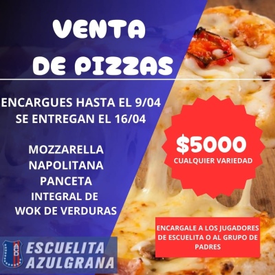 Venta de pizzas a cargo de la escuelita de futbol del Automoto Club Deportivo