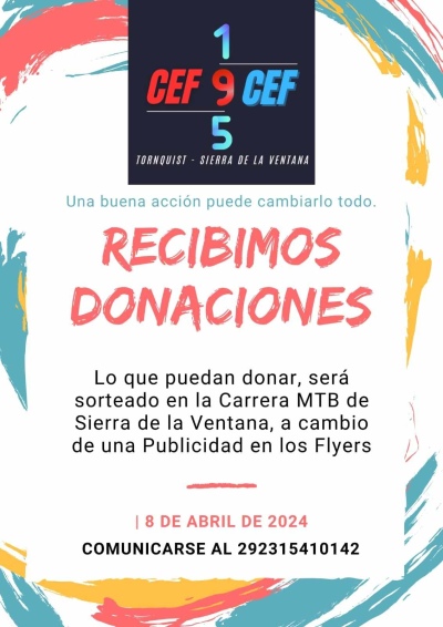 Se reciben donaciones para la carrera de MTB organizada por los CEF 9 y 195