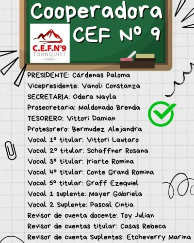 El 29 de mayo se realizo la Asamblea Anual de la Cooperadora del CEF Nº 9