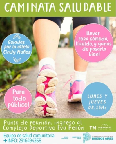 Sumate a las caminatas saludables que se llevan a cabo los lunes y jueves por la mañana